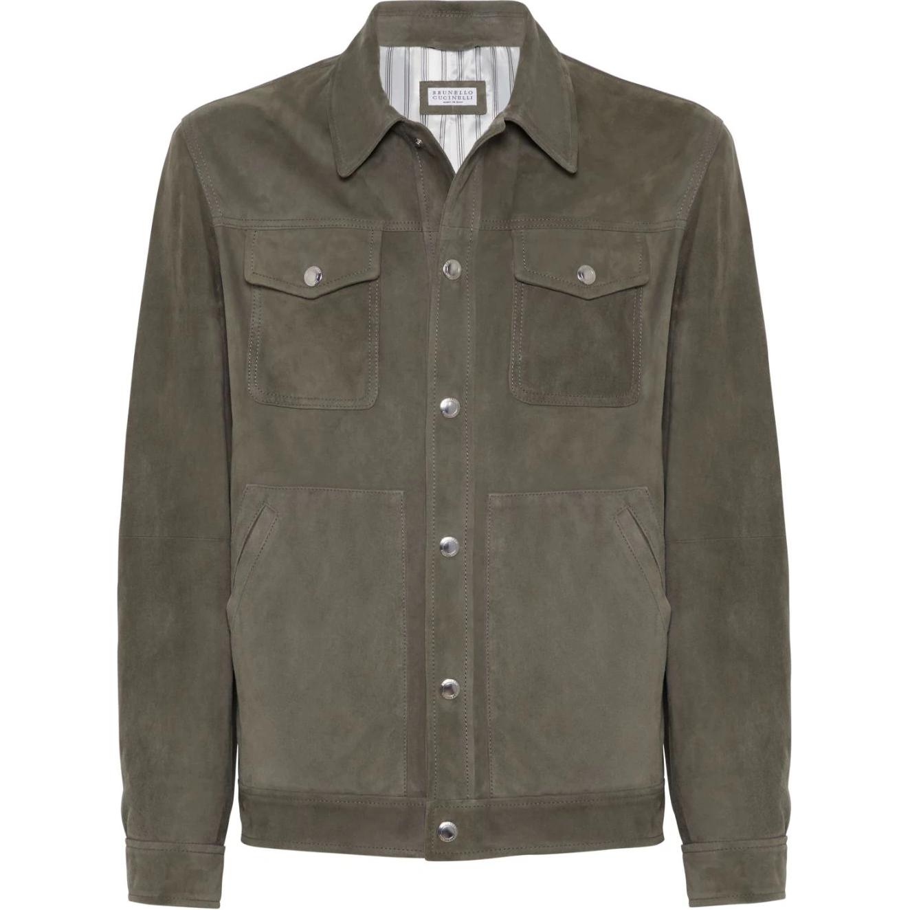 Brunello Cucinelli Solid Color Tailored Long Sleeve Button Jacket - Dark Green M0PCL1965-CMI78