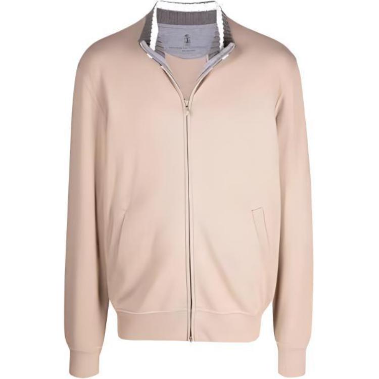 Brunello Cucinelli Solid Color Zip-Up Bomber Jacket Khaki MOT353566-CKI34