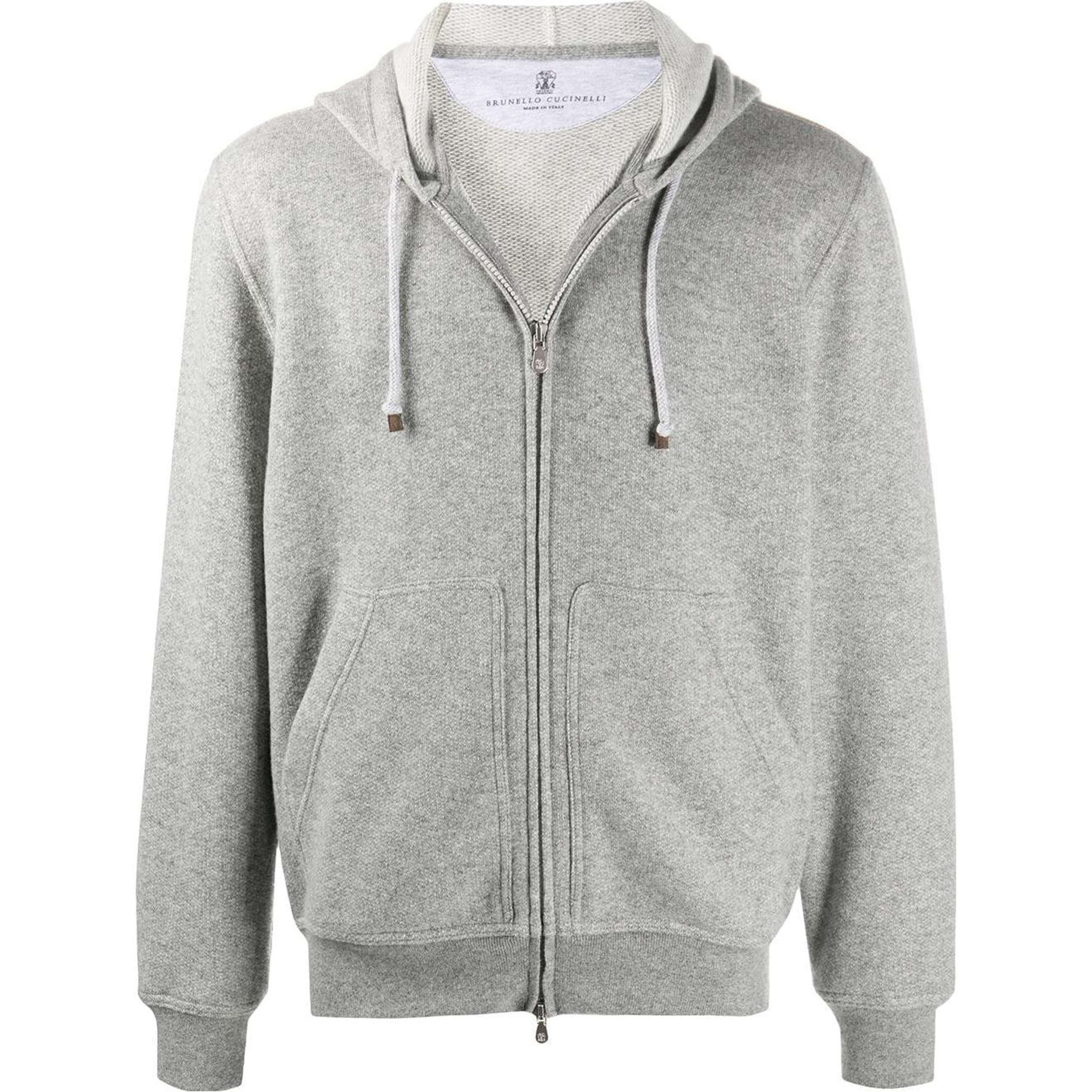 Brunello Cucinelli Solid Color Zip-Up Hoodie in Gray MTU069069G-C002