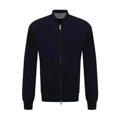 Brunello Cucinelli Solid Color Zip-Up Jacket Blue M0T159072G-C6134
