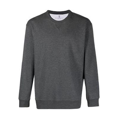 Brunello Cucinelli Solid Crewneck Pullover Sweatshirt Grey () M0T353430-C080