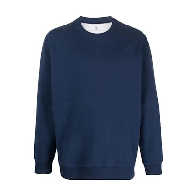 Brunello Cucinelli Solid Crewneck Pullover Sweatshirt in Sea Blue MTU143430-C9695