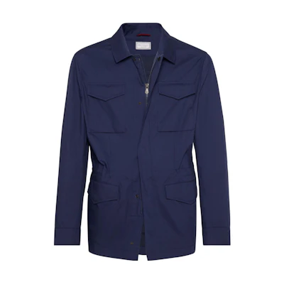 Brunello Cucinelli Solid Double-Breasted Jacket in Night Black MB4036189-C418