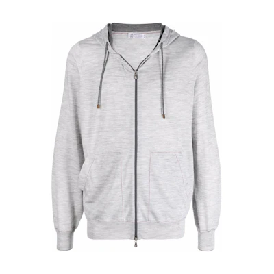 Brunello Cucinelli Solid Gray Casual Hoodie M2400296-CIS17