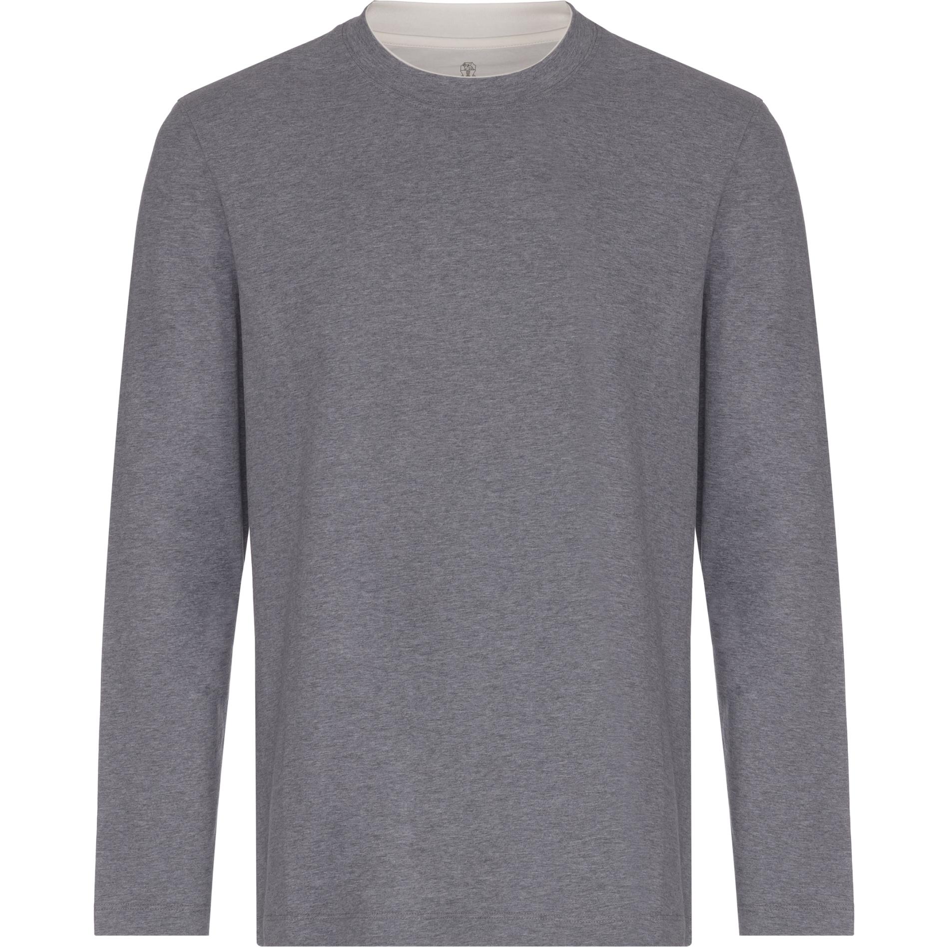 Brunello Cucinelli Solid Gray Crewneck Long Sleeve Sweatshirt M0B137433-CY918