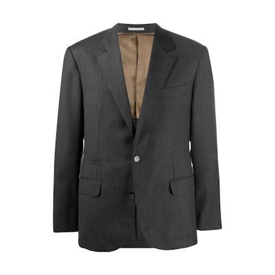 Brunello Cucinelli Solid Gray V-Neck Loose-Fit Jacket ML4387BTCC033
