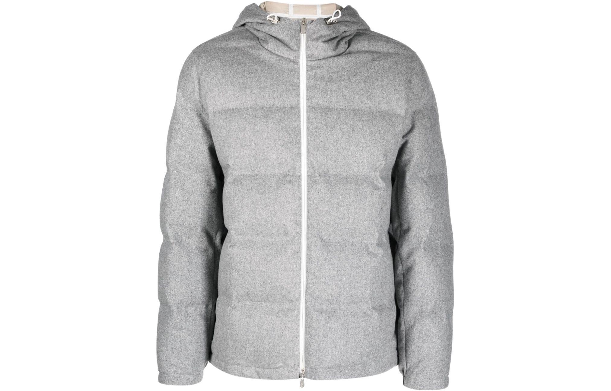 Brunello Cucinelli Solid Gray Zip-Up Hoodie Jacket MM4631900-CQF80