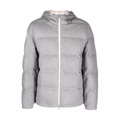 Brunello Cucinelli Solid Gray Zip-Up Hoodie Jacket MM4631900-CQF80