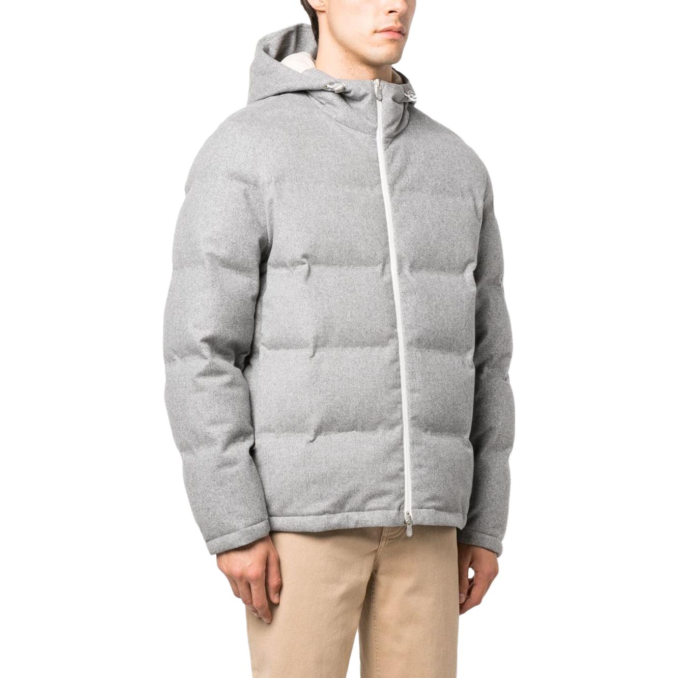 Purchase 布内洛·库奇内利纯灰色拉链连帽夹克 MM4631900-CQF80