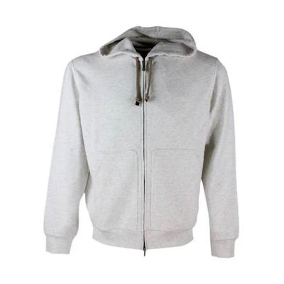 Brunello Cucinelli Solid Gray Zipper Hoodie M0T359069C5917