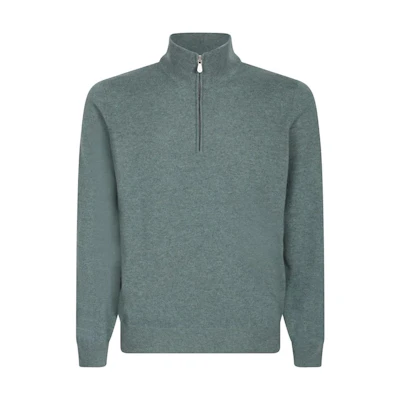 Brunello Cucinelli Solid Half-Zip Long Sleeve Sweatshirt Green M2200124-CO729