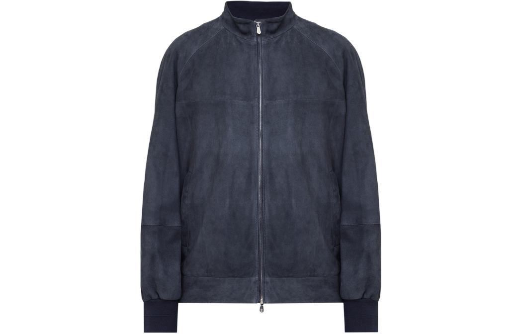 Brunello Cucinelli Solid Indigo Blue Stand Collar Jacket MPMYS1693-CLG56