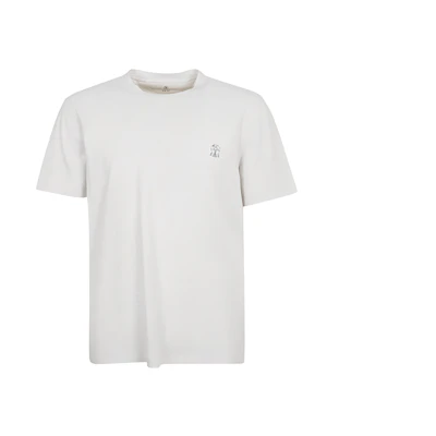 Brunello Cucinelli Solid Logo Printed Crewneck T-Shirt for Men. M0T618440-CI088