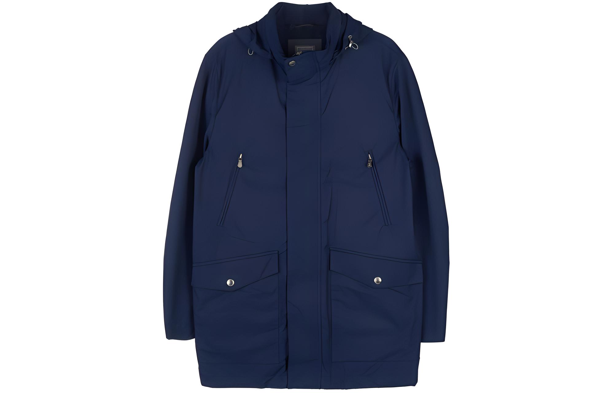 Brunello Cucinelli Solid Navy Blue Zip-Up Hoodie Jacket MQ4206170-C9330