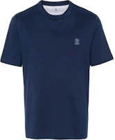 Order Brunello Cucinelli 純色海軍藍男士短袖圓領T恤 POIZON2406201076