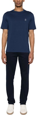 Brunello Cucinelli Kemeja-T Lengan Pendek Leher Bulat Navy Solid Lelaki. POIZON2406201076 Lookbook Brunello Cucinelli Kemeja-T Lengan Pendek Leher Bulat Navy Solid Lelaki. POIZON2406201076