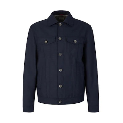 Brunello Cucinelli Solid Navy Single-Breasted Long-Sleeve Jacket MB4076907-C016