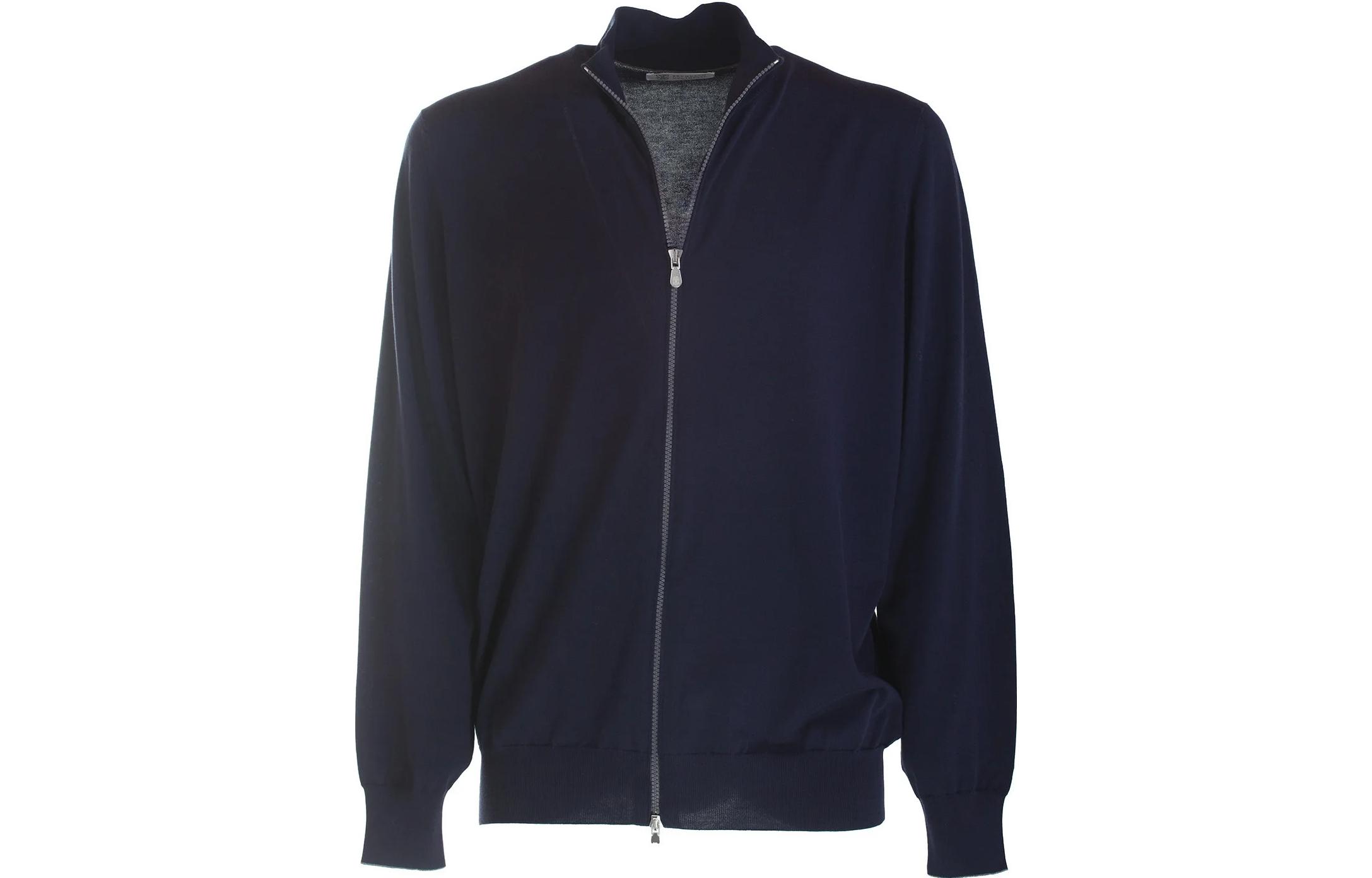 Brunello Cucinelli Solid Navy Stand-Collar Bomber Jacket for Men M2900106-CA058