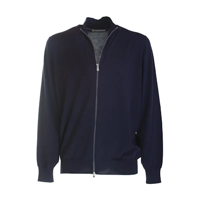Brunello Cucinelli Solid Navy Stand-Collar Bomber Jacket for Men M2900106-CA058