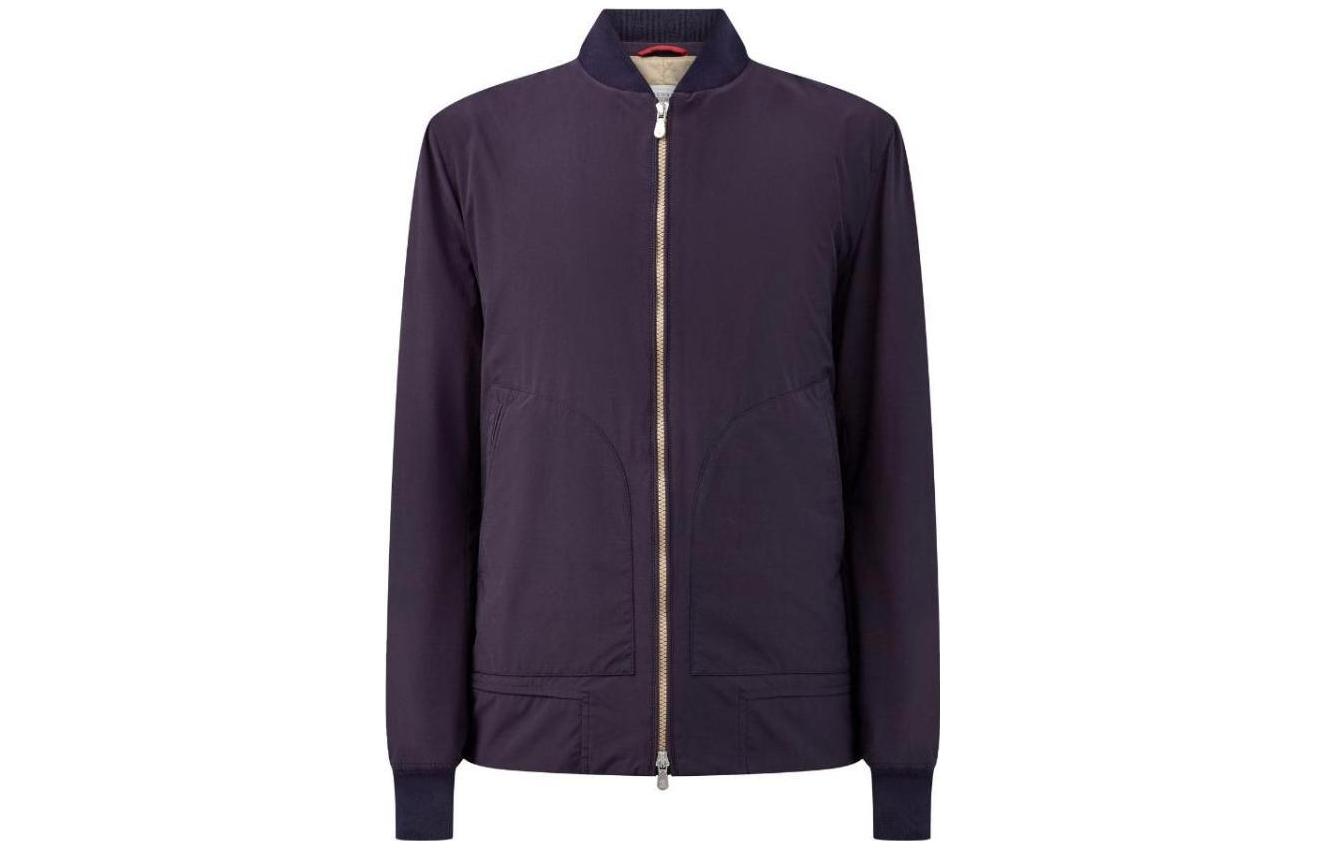 Brunello Cucinelli Solid Purple Zip-Up Bomber Jacket for Men MD4796199-CK839