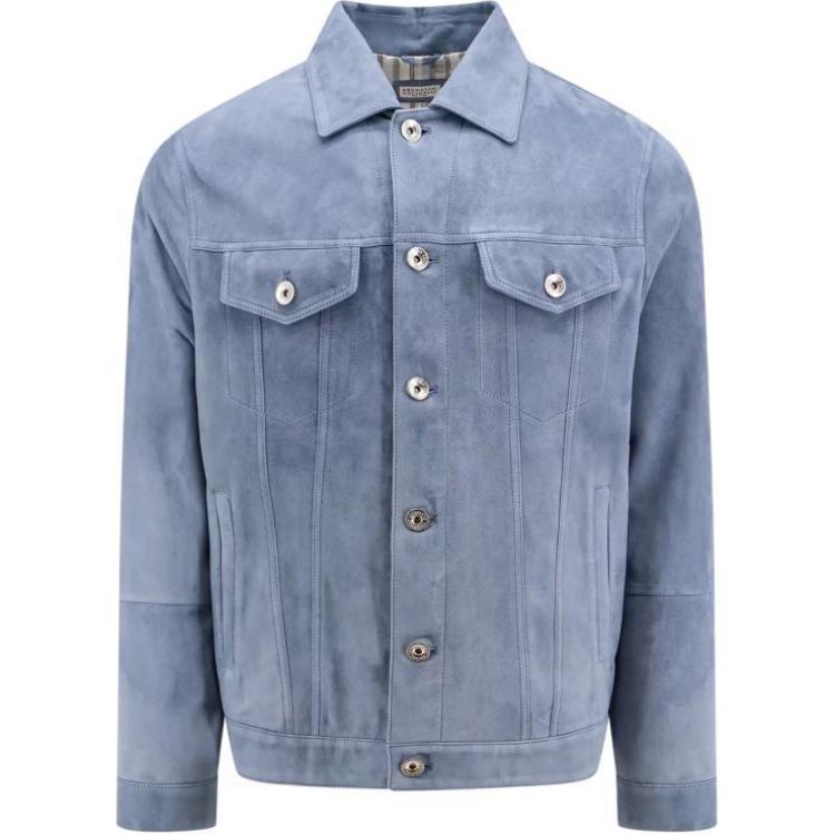 Brunello Cucinelli Solid Single-Breasted Jacket Blue Long Sleeve MPCAI1970-CKT66