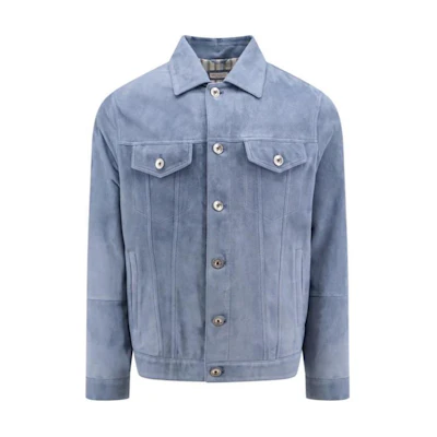 Brunello Cucinelli Solid Single-Breasted Jacket Blue Long Sleeve MPCAI1970-CKT66