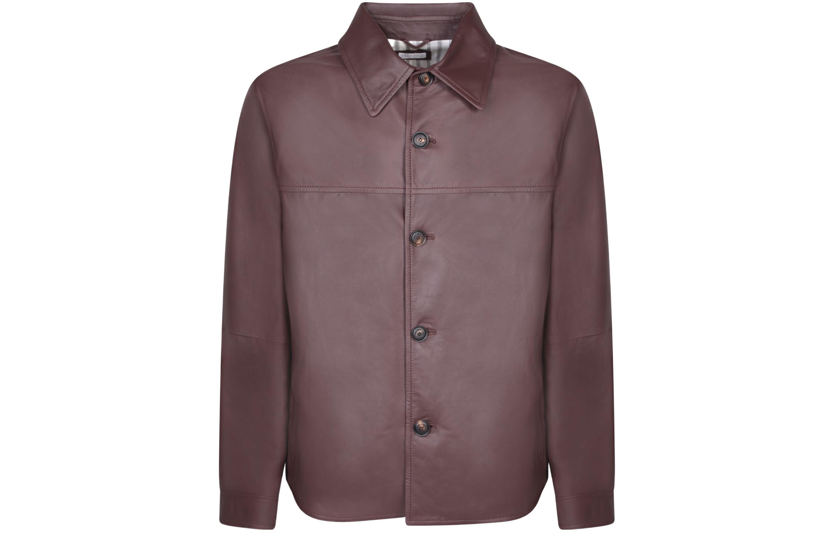 Brunello Cucinelli Solid Single-Breasted Long Sleeve Jacket Men Dark Red MPGOL1986-C8889