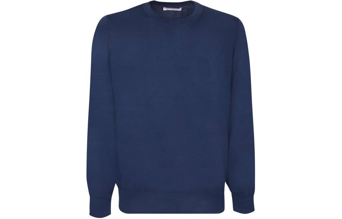 Brunello Cucinelli Solid Slim-Fit Crewneck Pullover Sweatshirt Blue M2900100-CL598