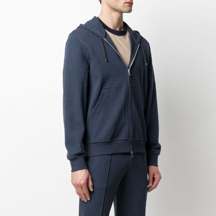 Shop Brunello Cucinelli 藍色雙向拉鍊連帽外套 M0T359069G-C8031