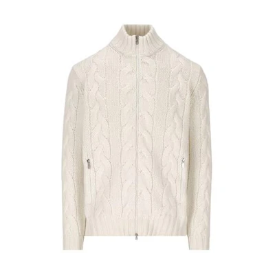 Brunello Cucinelli Solid White Knit Stand-Collar Jacket for Men MA237506C2723