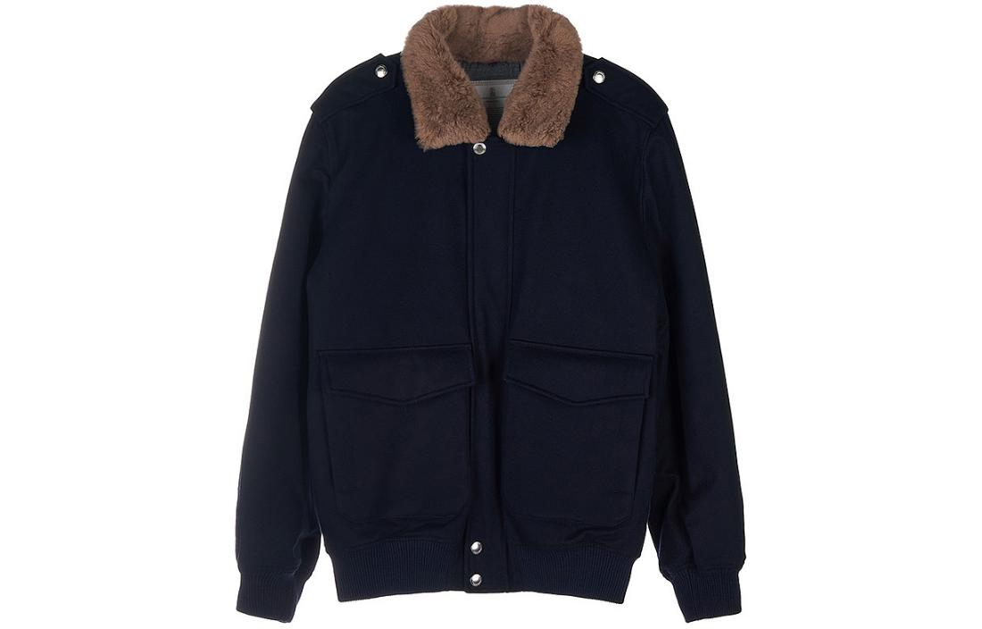 Brunello Cucinelli Solid Zip-Up Collar Long Sleeve Jacket - Navy Blue MM4636479-CJF06