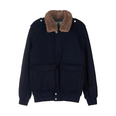 Brunello Cucinelli Solid Zip-Up Collar Long Sleeve Jacket - Navy Blue MM4636479-CJF06