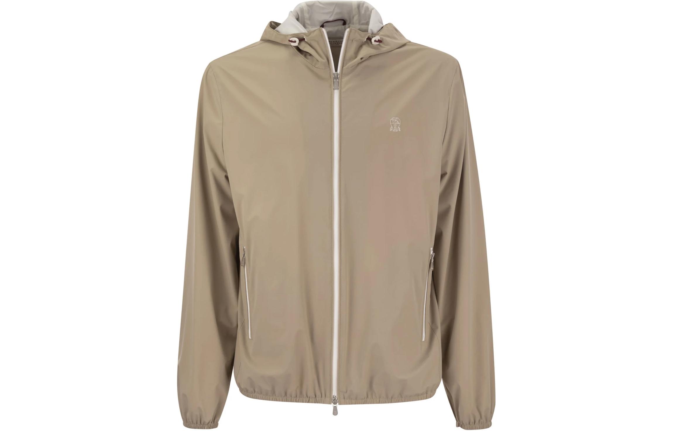 Brunello Cucinelli Solid Zip-Up Slim Fit Hoodie Jacket Sand Color MM40A7440G-CIK30