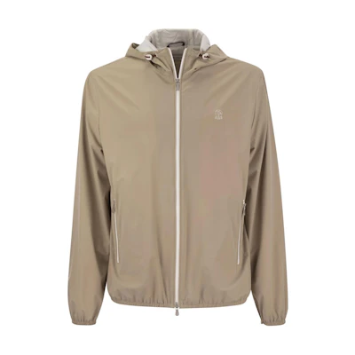 Brunello Cucinelli Solid Zip-Up Slim Fit Hoodie Jacket Sand Color MM40A7440G-CIK30
