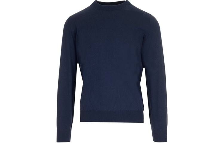 Brunello Cucinelli SS21 Solid Color Blue Crewneck Long-Sleeve Sweatshirt Men M2900100CS095