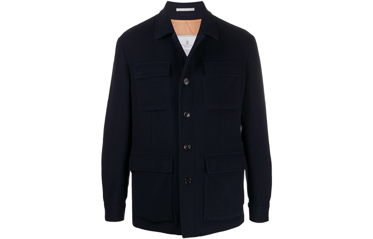 Brunello Cucinelli SS21 Solid Color Collared Jacket Blue MT4976419-C210