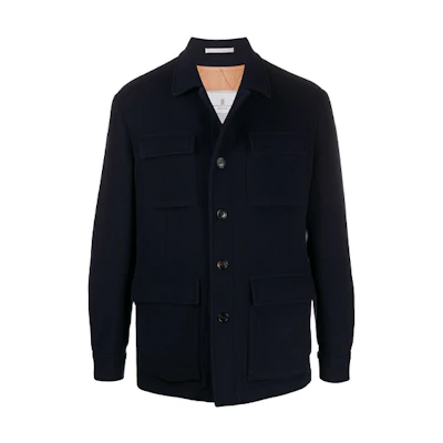 Brunello Cucinelli SS21 Solid Color Collared Jacket Blue MT4976419-C210