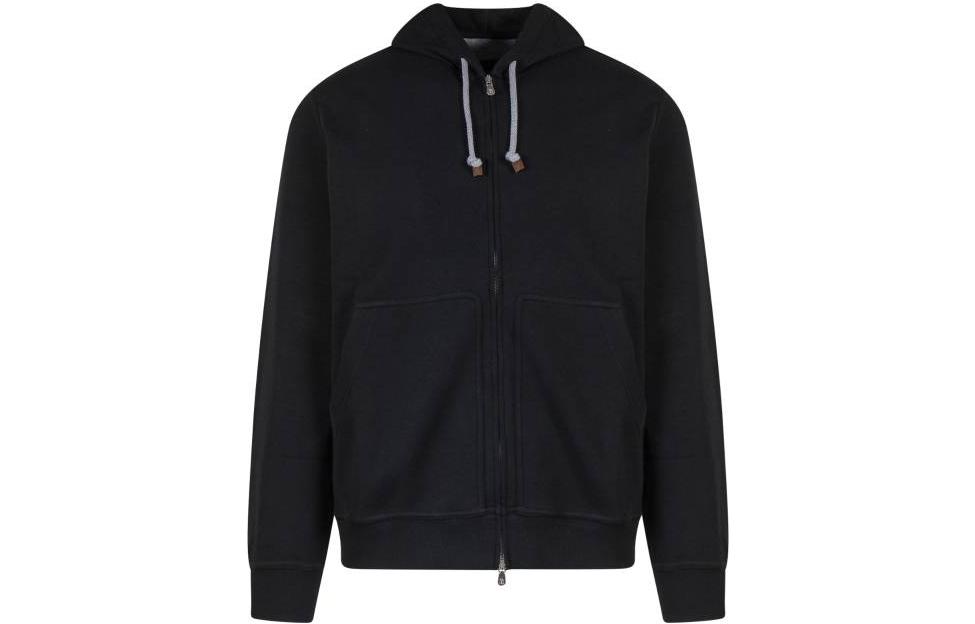 Order Brunello Cucinelli SS22 黑色拉鍊抽繩連帽外套 M0T359069G-C101