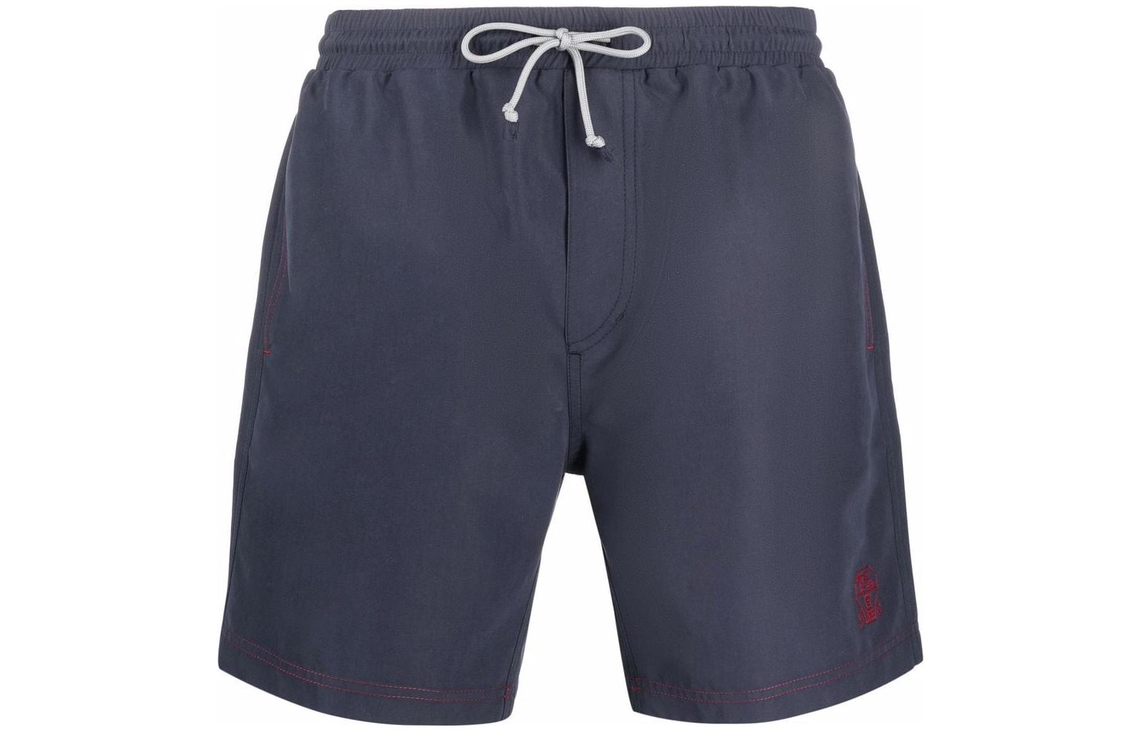 Brunello Cucinelli SS22  Blue Logo Embroidered Elastic Waist Casual Shorts MQ828041-CZB22