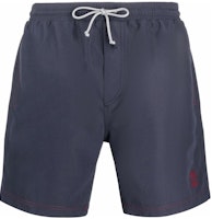Brunello Cucinelli SS22 Blue Logo Embroidered Elastic Waist Casual Shorts MQ828041-CZB22 Brunello Cucinelli SS22 Blue Logo Embroidered Elastic Waist Casual Shorts MQ828041-CZB22