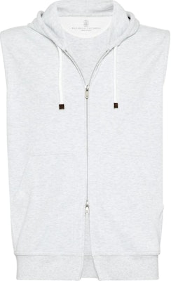 Brunello Cucinelli SS22 灰色純色抓絨連帽背心. M0T359079G-C3657 Buy Brunello Cucinelli SS22 灰色純色抓絨連帽背心. M0T359079G-C3657