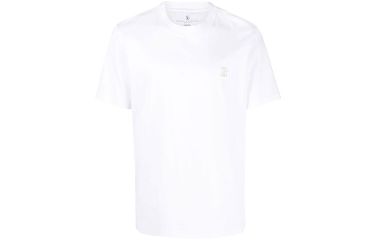 Brunello Cucinelli SS22  White Logo Print Crewneck T-Shirt. M0T618440-CX624