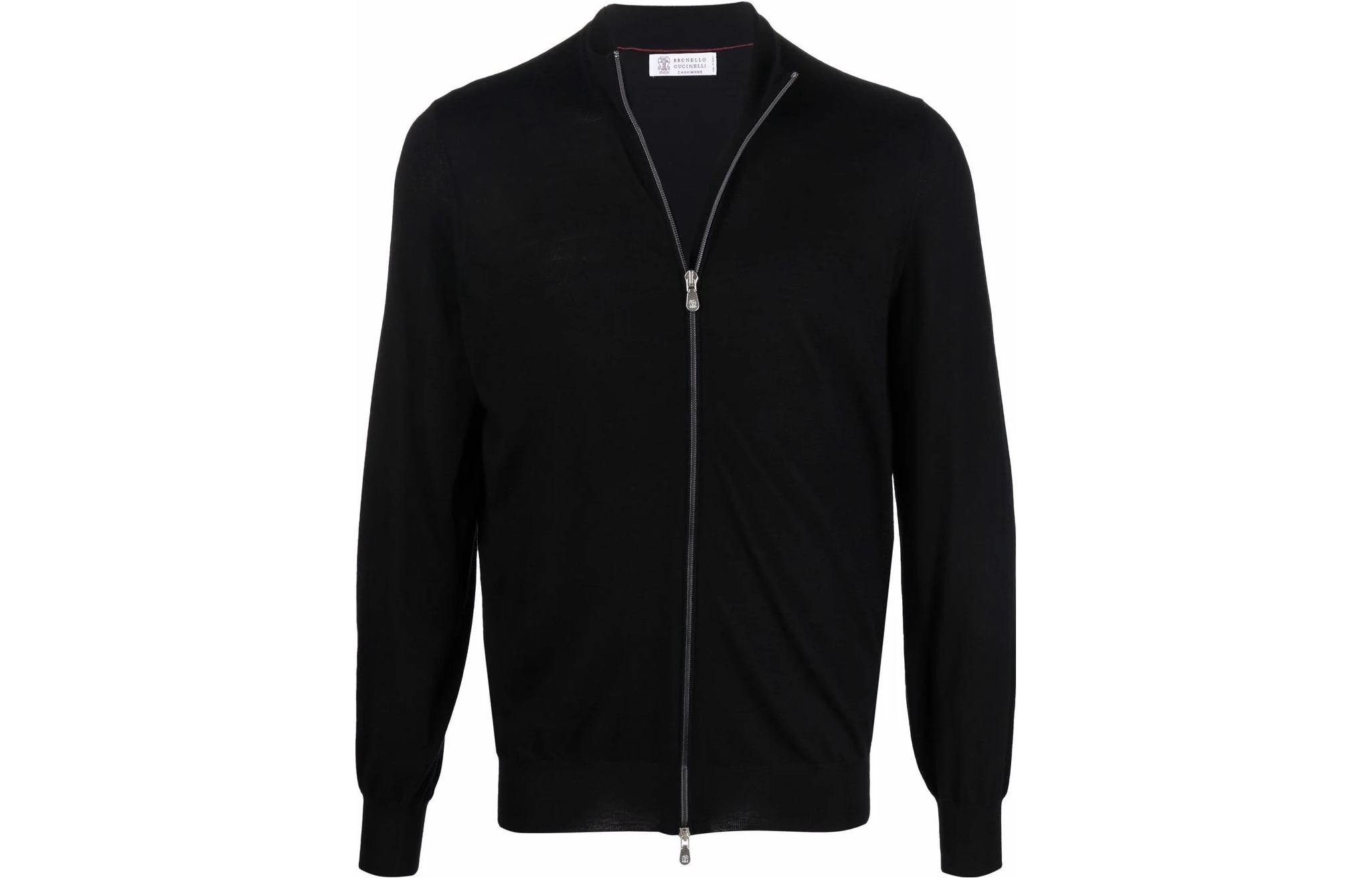 Brunello Cucinelli SS22 Black Solid Zip-Up Jacket M2400106-CH101