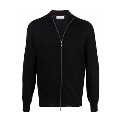 Brunello Cucinelli SS22 Black Solid Zip-Up Jacket M2400106-CH101