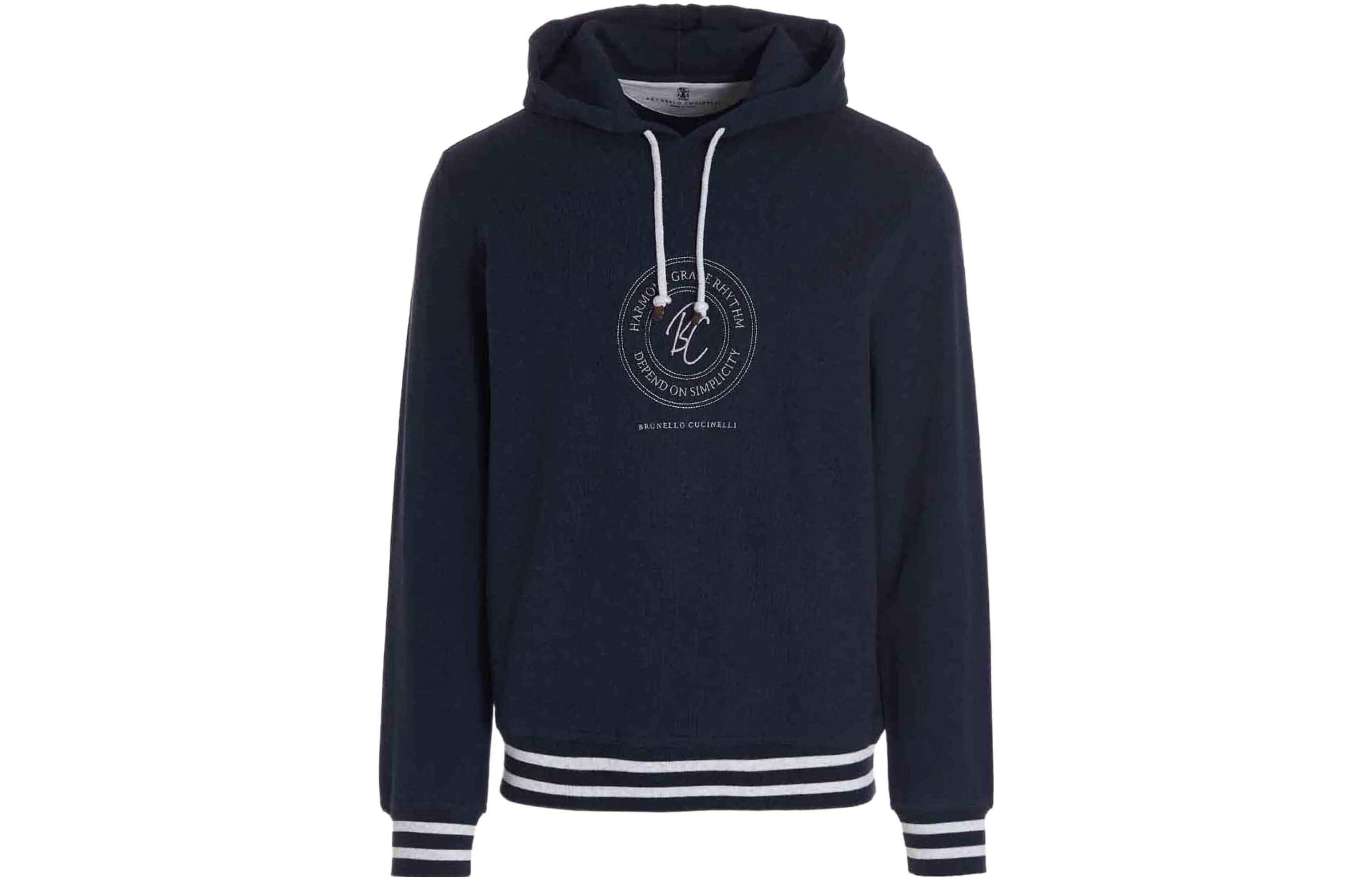 Brunello Cucinelli SS22 Blue Hoodie with Logo Embroidery M0T359129GCWC10