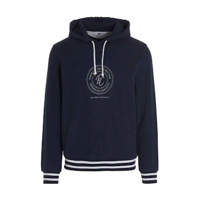 Brunello Cucinelli SS22 Blue Hoodie with Logo Embroidery M0T359129GCWC10