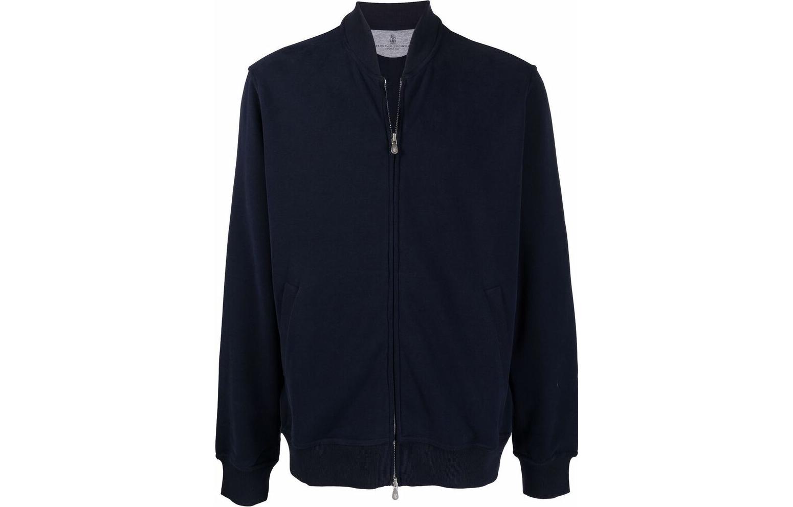 Brunello Cucinelli SS22 Blue Stand Collar Zip Jacket Coat Fall Collection MTU149072G-C6134