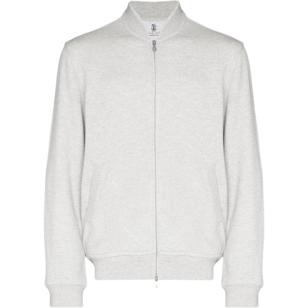 Brunello Cucinelli SS22 Cashmere Zip Jacket Grey MTU069072G-C005