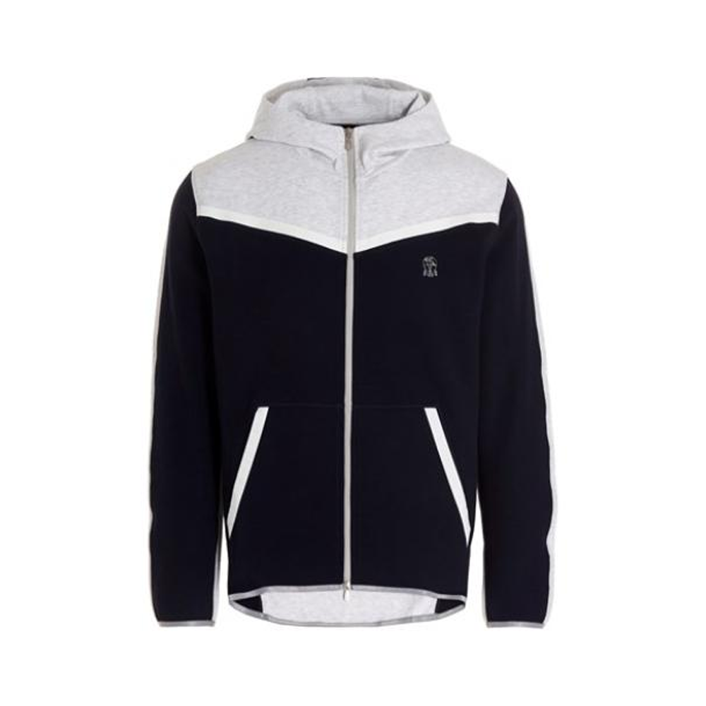 Brunello Cucinelli SS22 Colorblock Logo Embroidered Jacket Hoodie M0T353376GCIN33