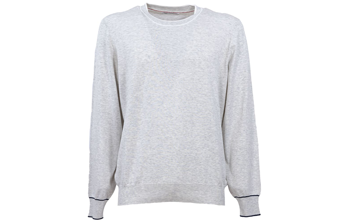 Brunello Cucinelli SS22 Gray Solid Cotton Crewneck Sweatshirt M29802000CE867